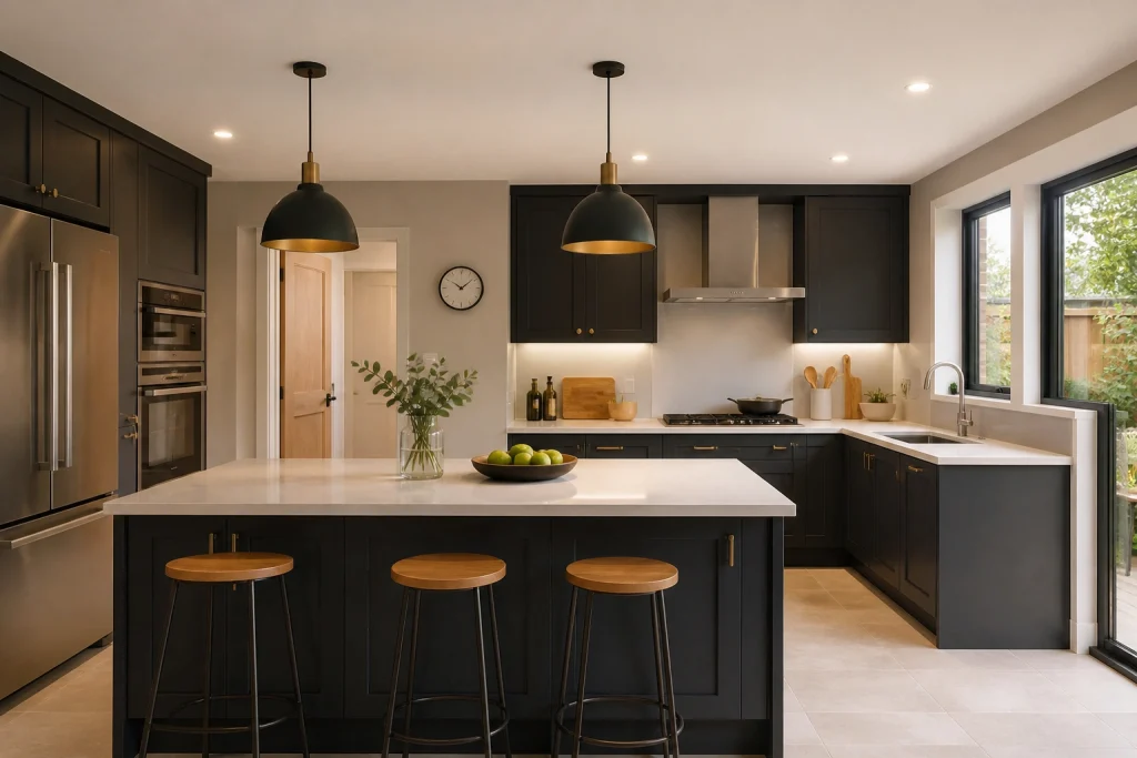 Contemporary kitchen with warm accents